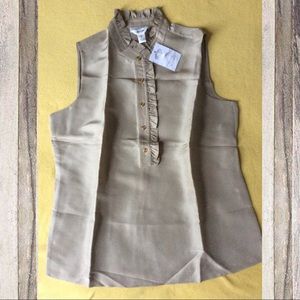 NWT Talbots Tan Silk Blouse 12